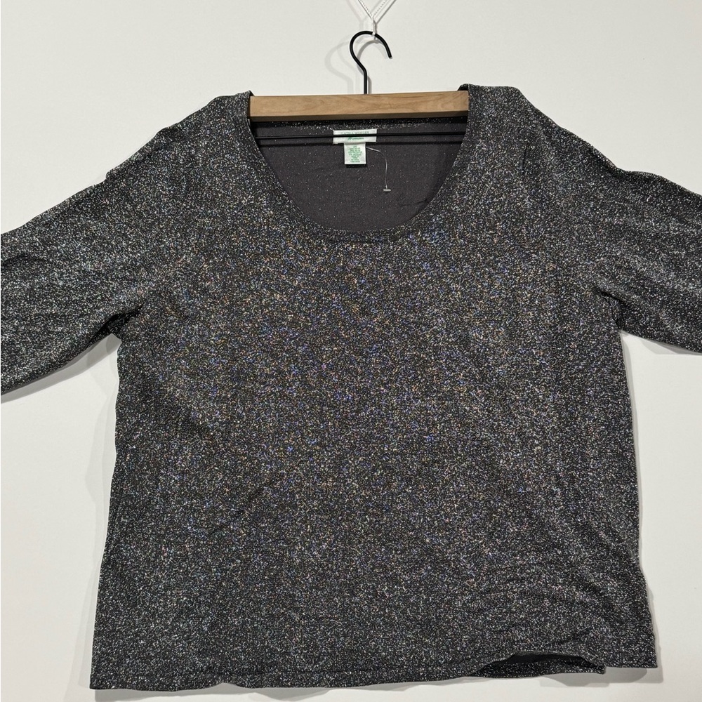 Laura Ashley Glittery Gray Top 2X